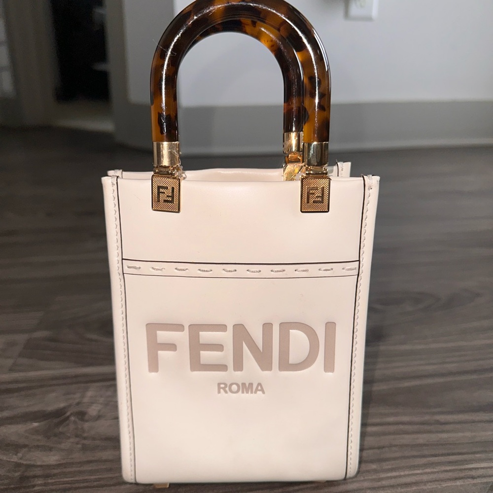 Fendi Cream Mini Bag with Gold-Tone Accents